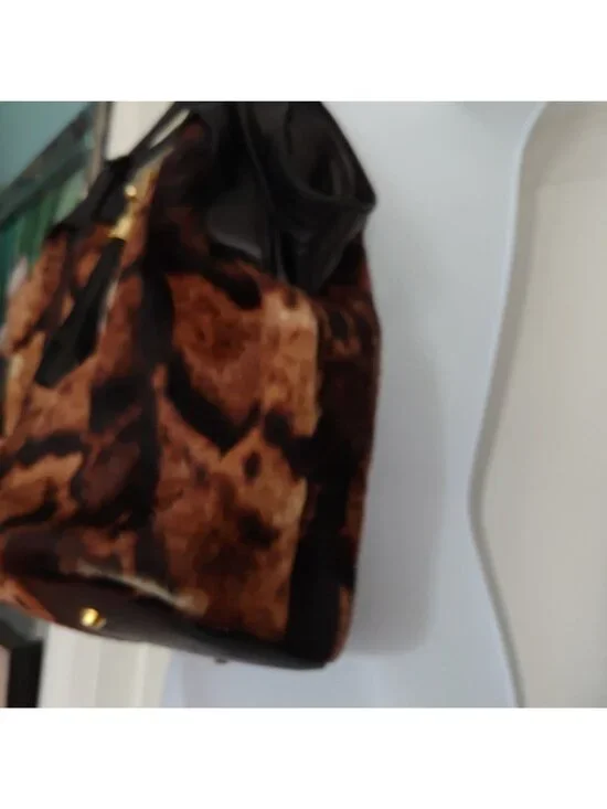 Paolo Masi Italian Leather Calf Hair Animal Print Handbag Mob Wife Loud Luxury - Picture 7 of 16